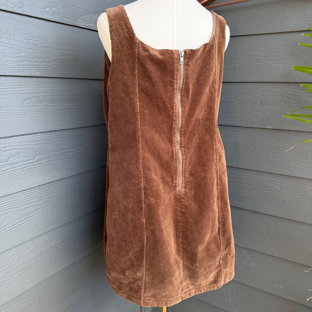 Arula Corduroy Mini Shift Dress Brown Sleeveless Cottagecore Size X - Picture 2 of 9
